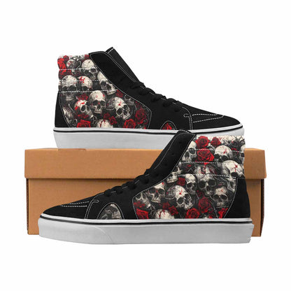 MEN'S Skulls Black & Red Ink High Top Canvas Graphic Print Melting Art Sneakers