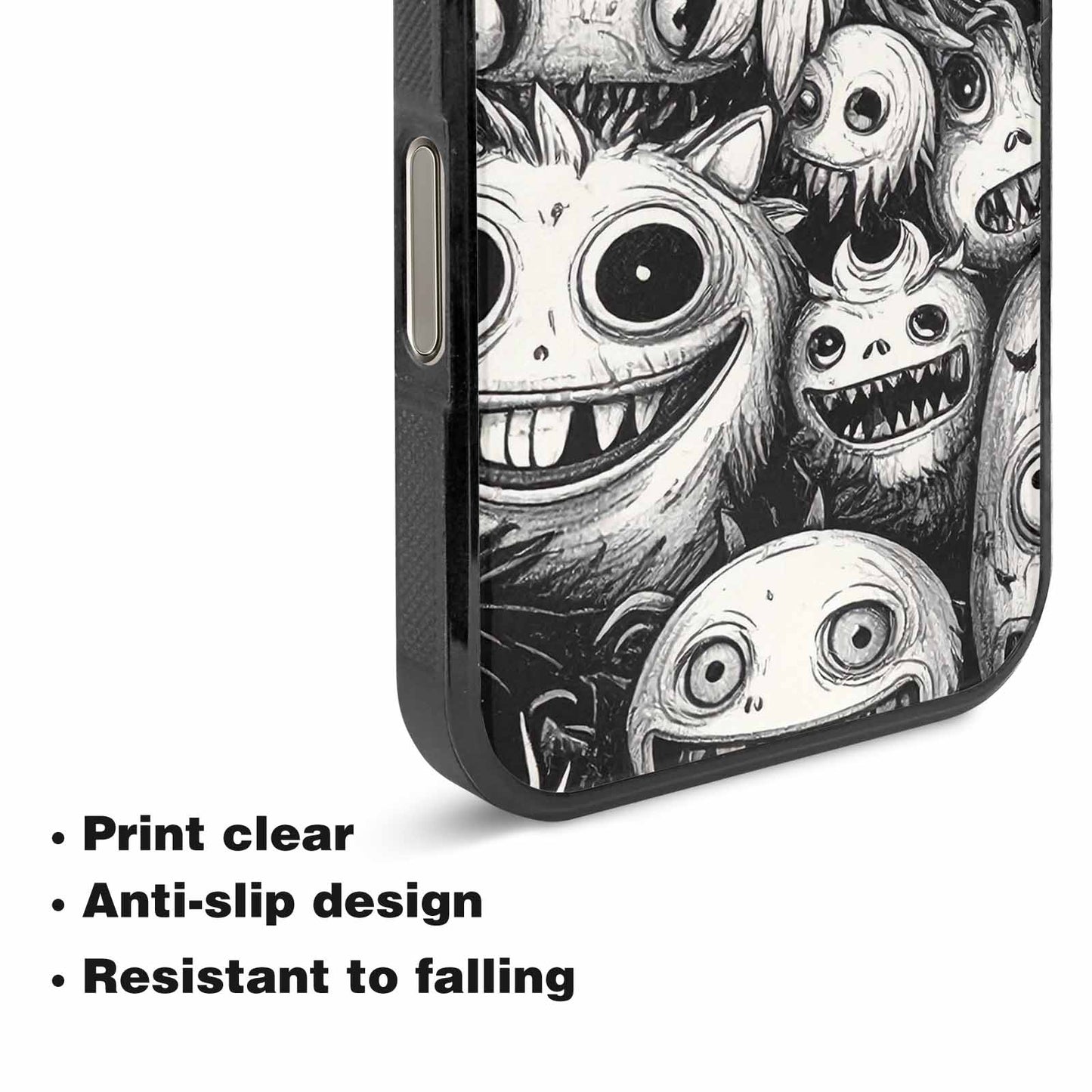 iPhone 16 Pro Max Case — Black And White Monster Face Collage, Unique Phone Case Design
