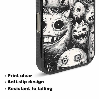 iPhone 16 Pro Max Case — Black And White Monster Face Collage, Unique Phone Case Design