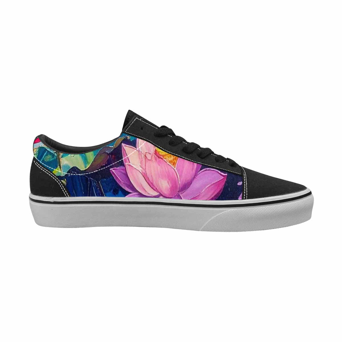 WOMEN'S Monet Impressionist Lace-Up Canvas Vibrant Chaos Custom Sneakers
