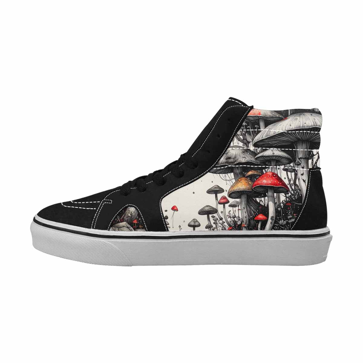 MEN'S Rainbow Drip Mushrooms High Top Canvas Cottagecore Custom Sneakers
