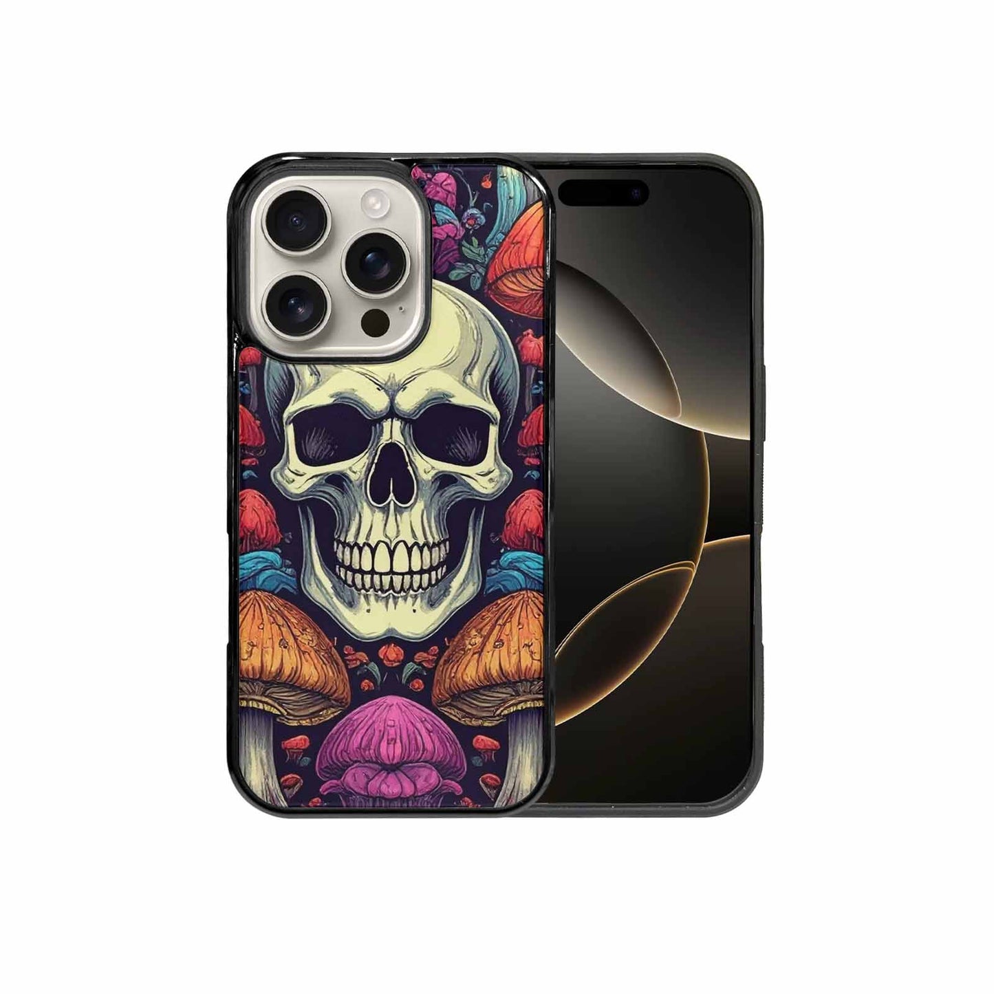 iPhone 16 Pro Case — Mushroom Skull, Custom Art Phone Cover