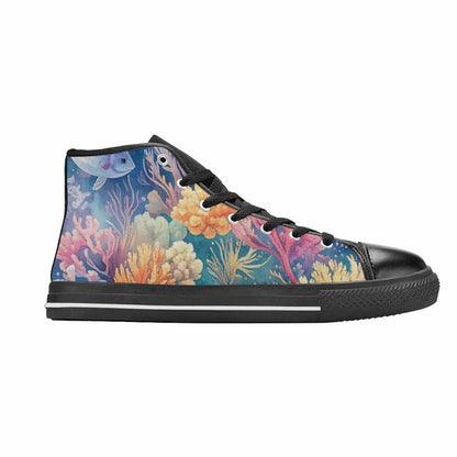 WOMEN'S Fish Scale Coral High Top Canvas Vibrant Chaos Shoes