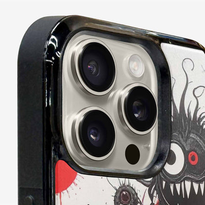 iPhone 15 Pro Max Case — Multi Eye Monster Black Red Ink, Custom Printed Phone Case