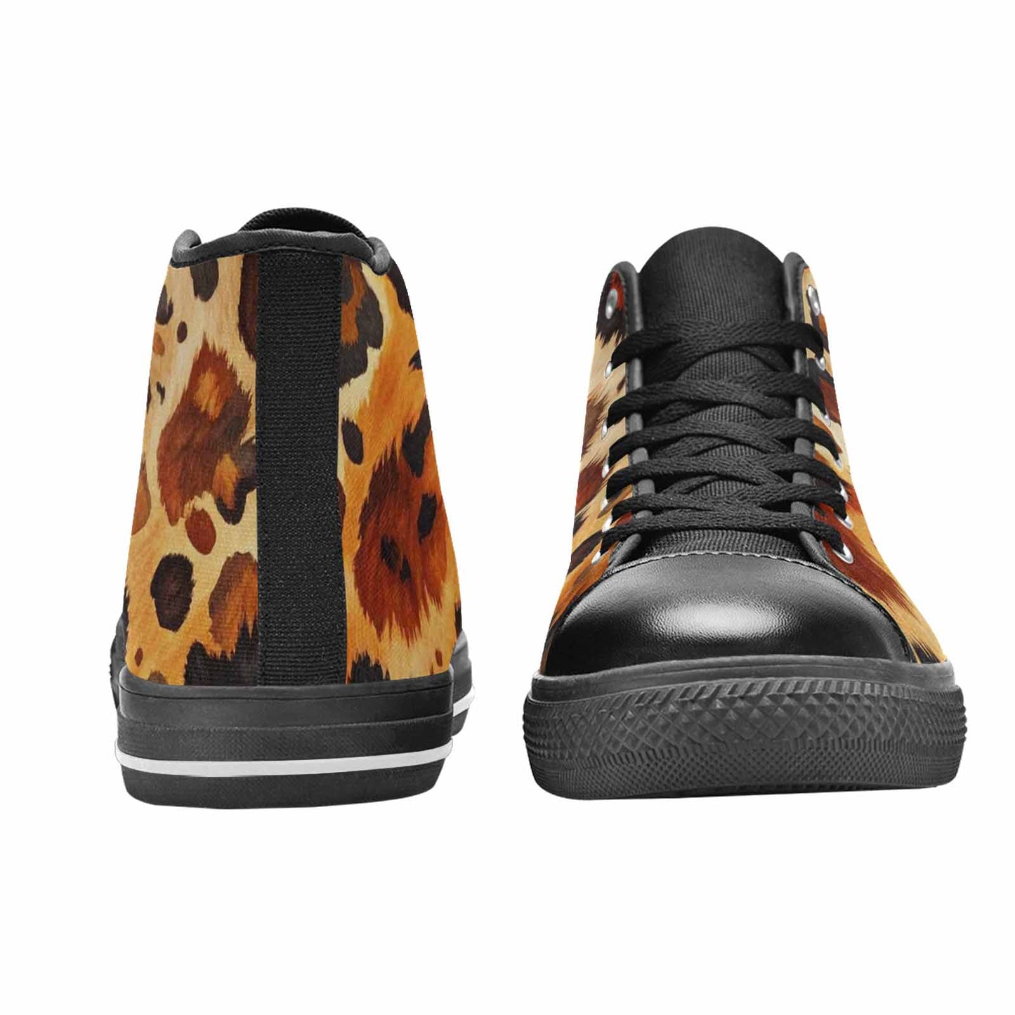 WOMEN'S Cow Animal Print High Top Canvas Wallpaper Art Shoes