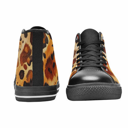 WOMEN'S Cow Animal Print High Top Canvas Wallpaper Art Shoes