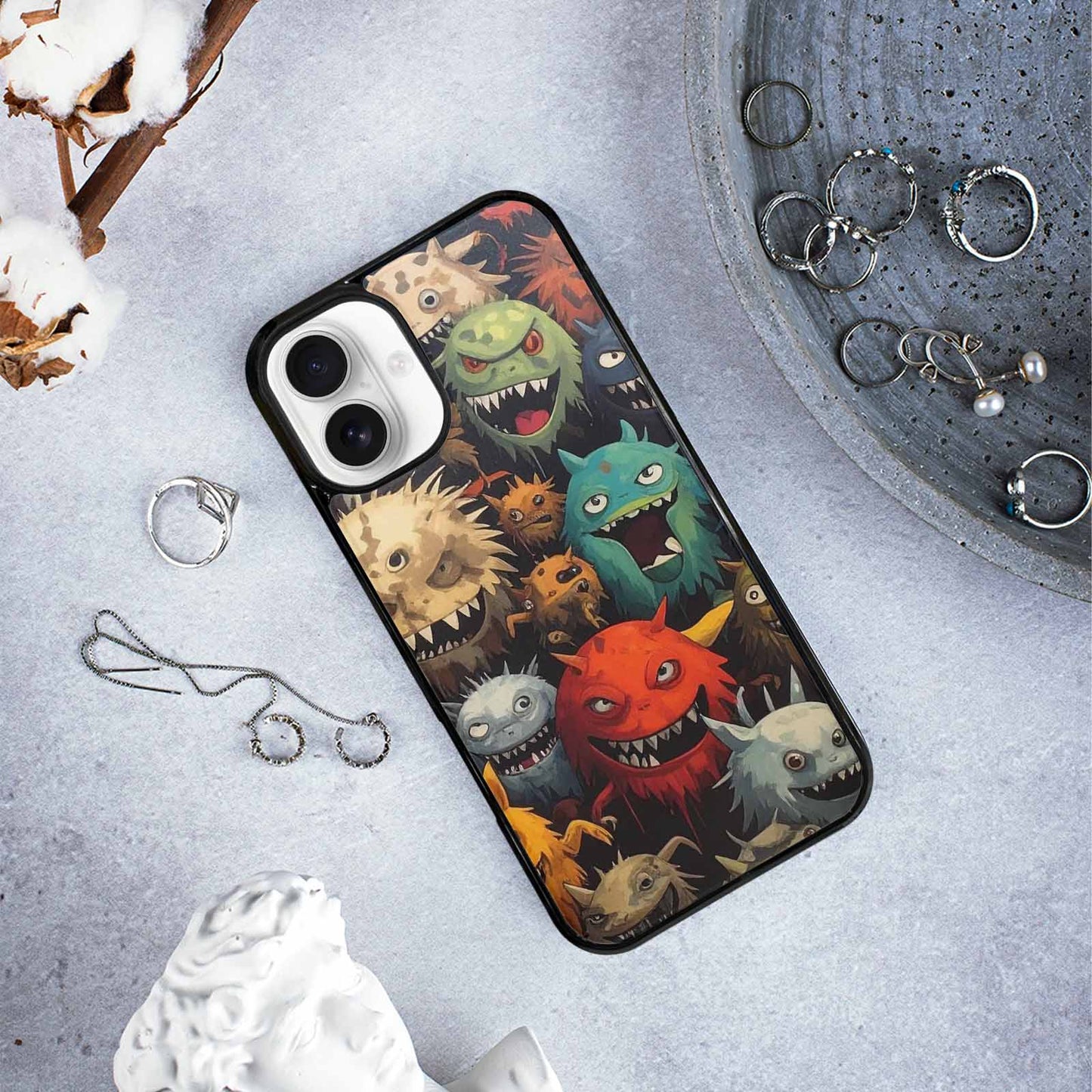 iPhone 16 Plus Case — Monsters Camomonsters Pattern Qch, Custom Printed Phone Case