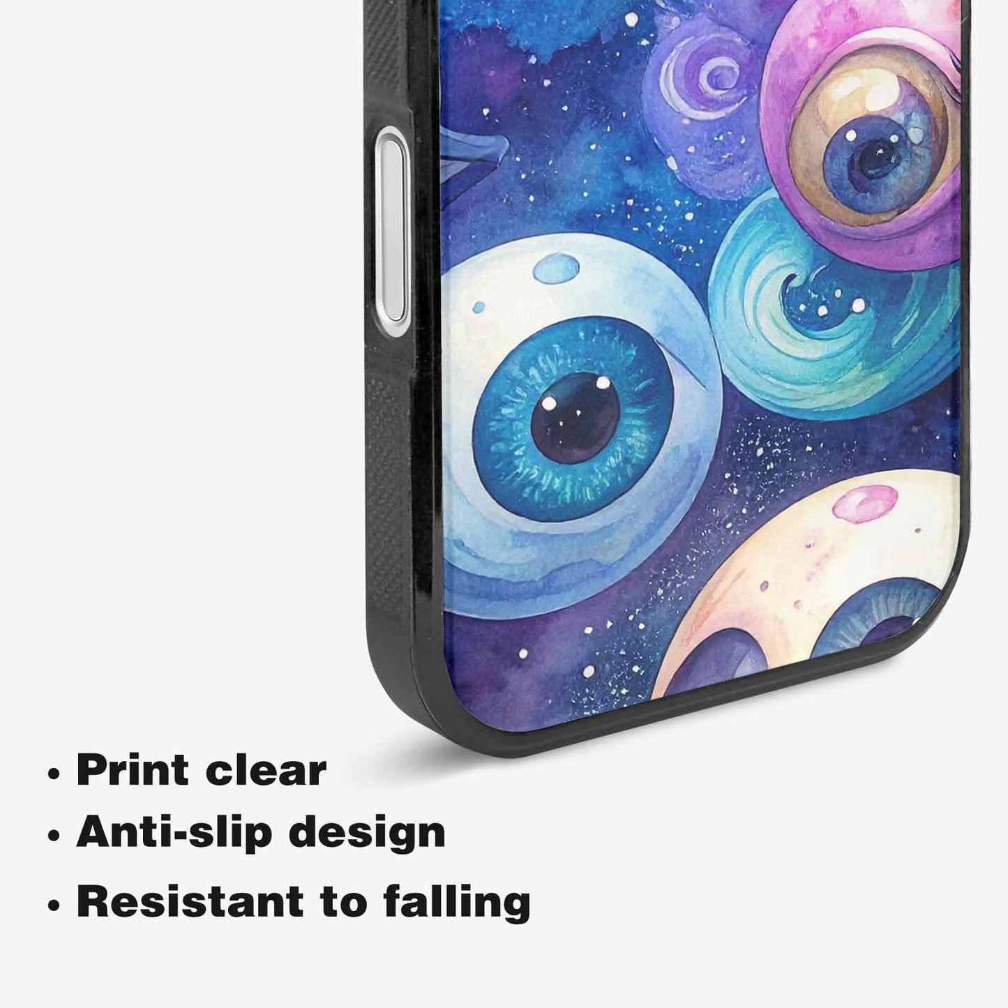 iPhone 16 Case — Cartoon Eyeballs Galaxy, Unique Phone Case Design