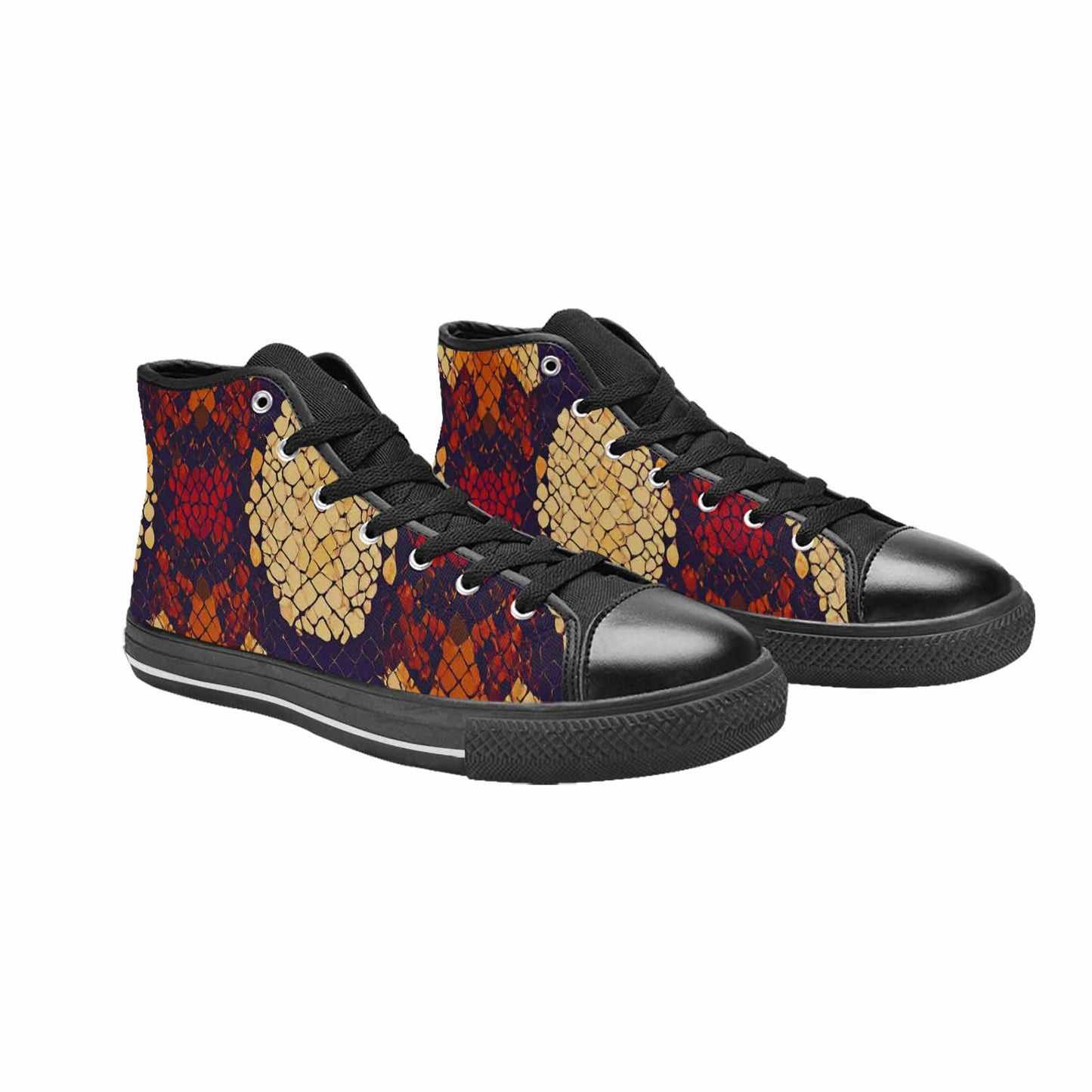 MEN'S Dark Snake Print High Top Canvas Surreal Sneakers