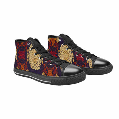 MEN'S Dark Snake Print High Top Canvas Surreal Sneakers