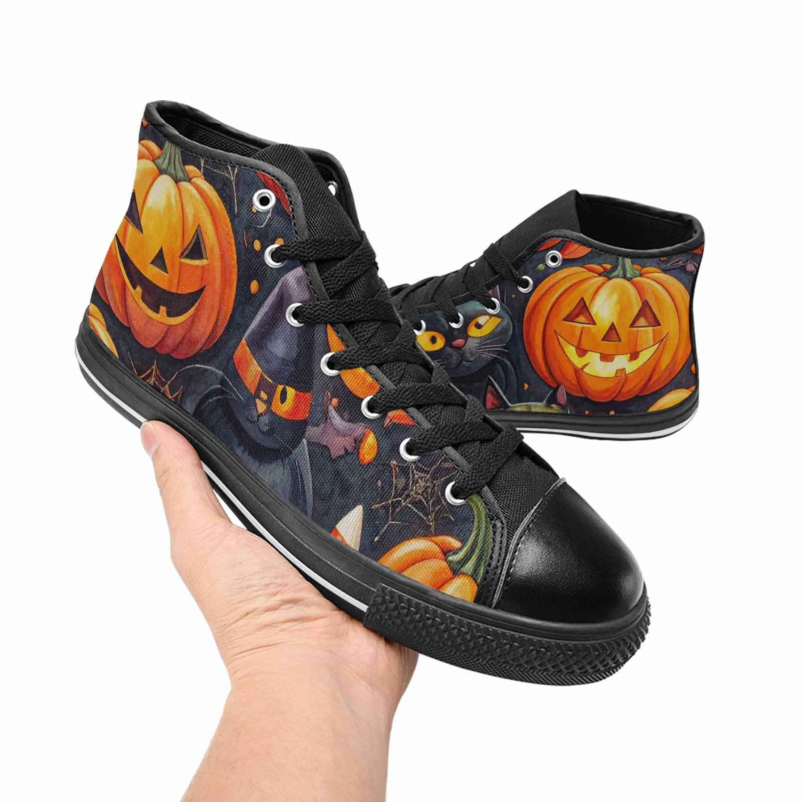 MEN'S Halloween High Top Canvas Vibrant Chaos Custom Sneakers