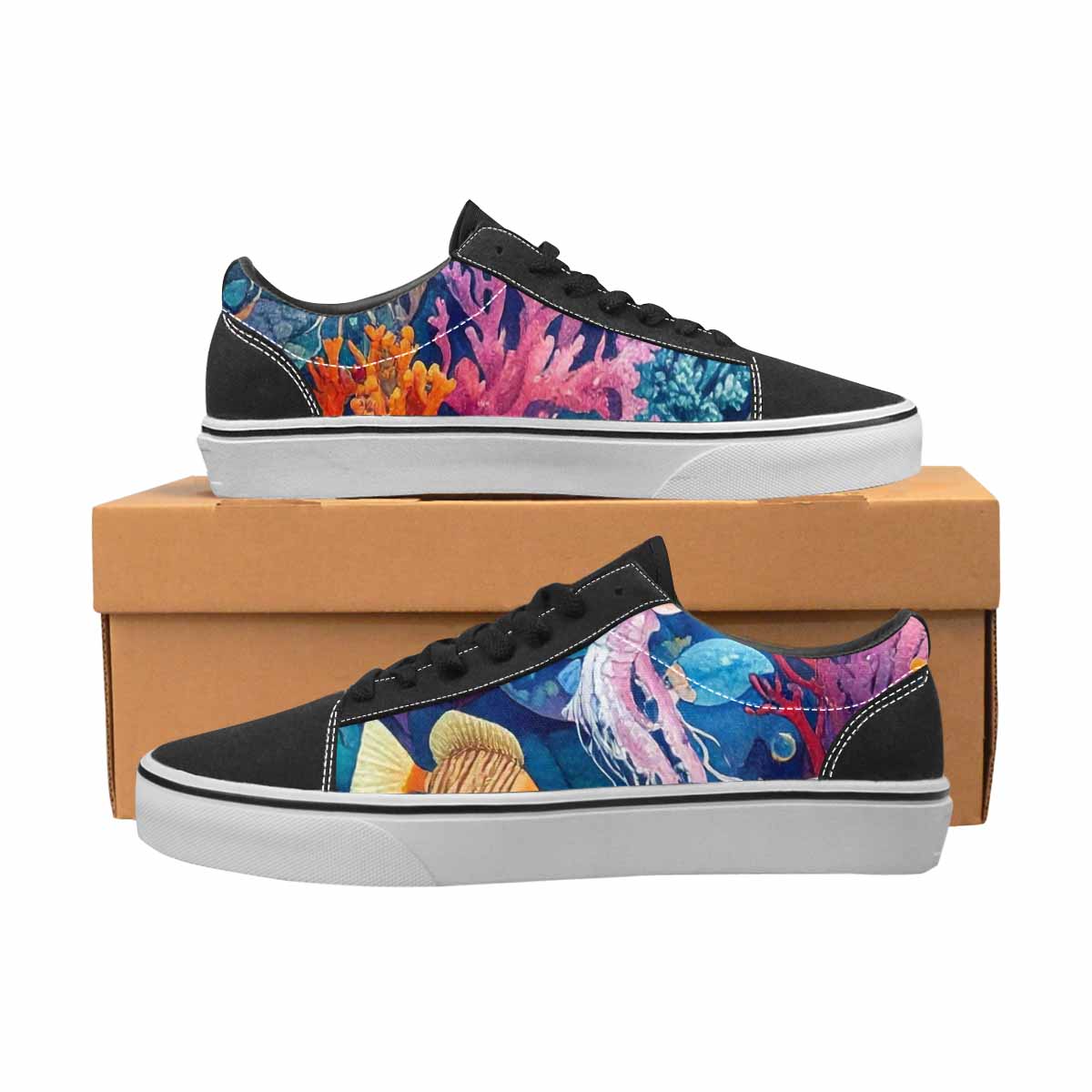 WOMEN'S Fish Scale Coral Canvas Lace-Up Cottagecore Custom Shoes