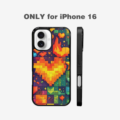 iPhone 16 Case — Pixel Art 8 Bit Burst Pattern, Custom Phone Case