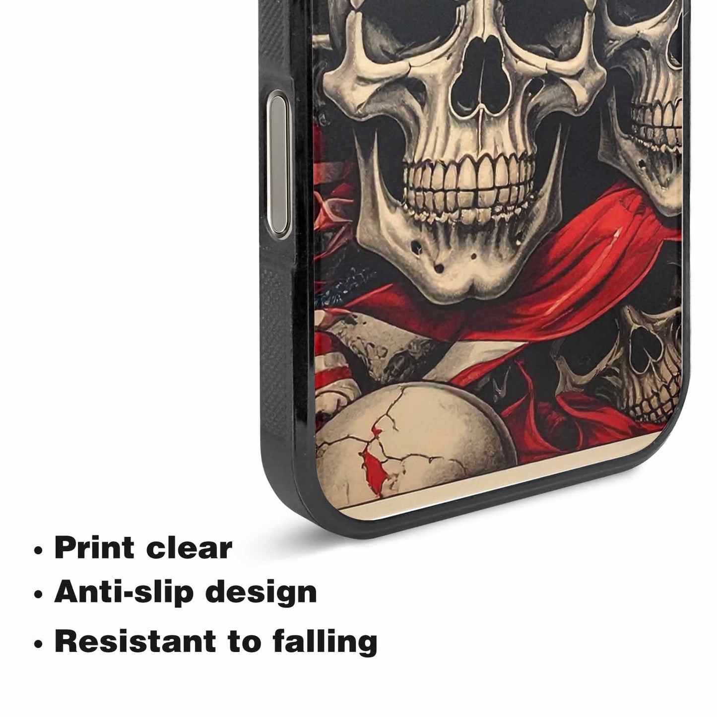 iPhone 15 Pro Max Case — Skull Dark Art Gothic Print, Custom Made Phone Cover