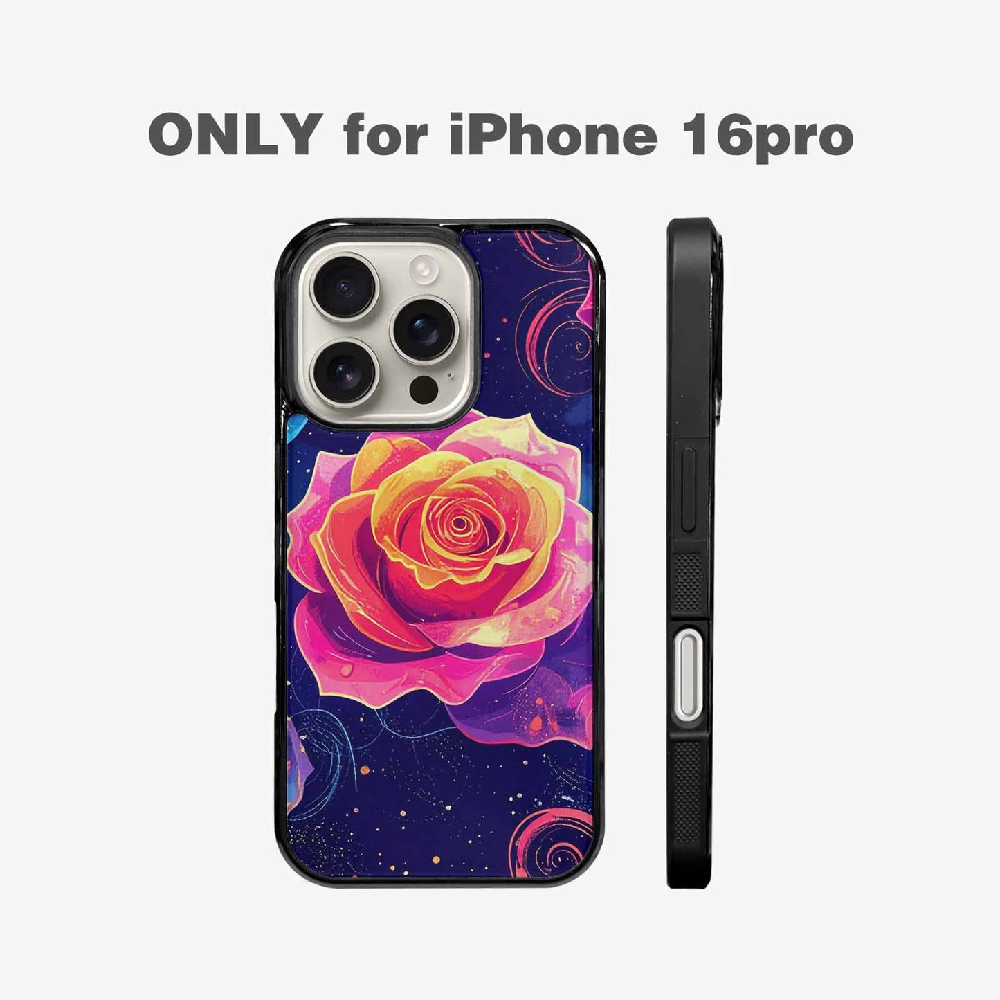 iPhone 16 Pro Case — Rose Galaxy Art Seamless Pattern Vibrant, Custom Phone Case