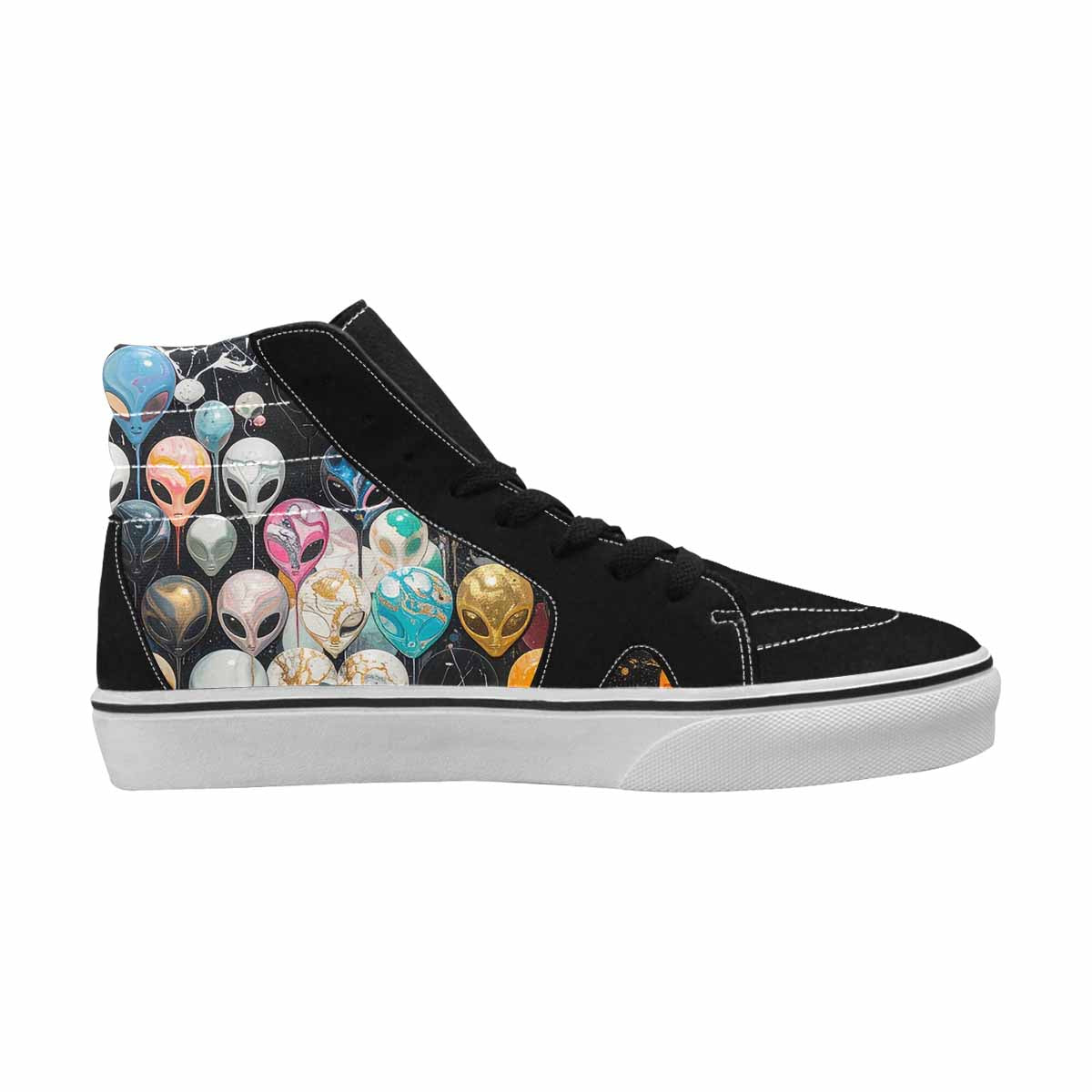 MEN'S Aliens  Marble Aliens High Top Canvas Kaleidoscope Custom Sneakers