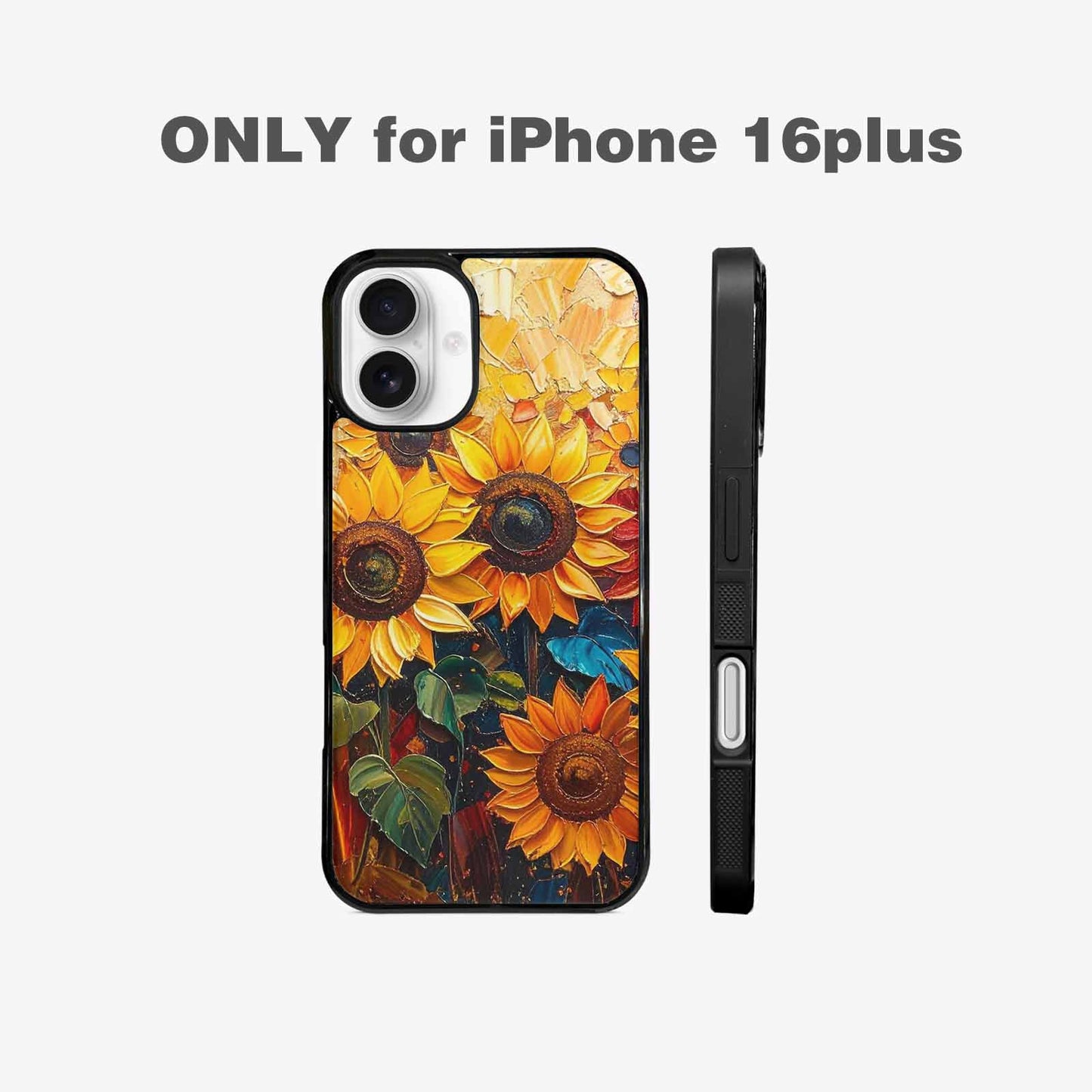 iPhone 16 Plus Case — Impressionist Sunflower Brushstroke Pattern Hundreds Of, Custom Printed Phone Case