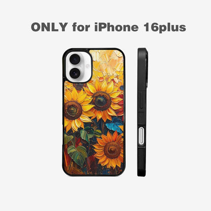 iPhone 16 Plus Case — Impressionist Sunflower Brushstroke Pattern Hundreds Of, Custom Printed Phone Case