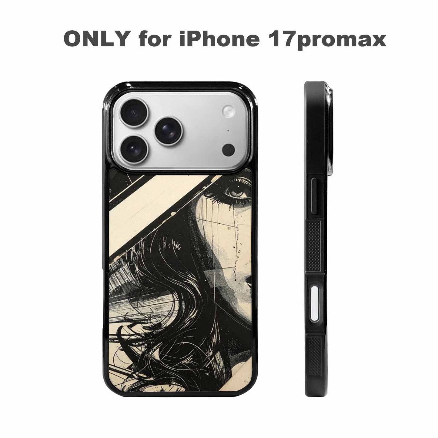 iPhone 17 Pro Max Case — Black And White Solid Retro Vintage, Personalized Phone Case