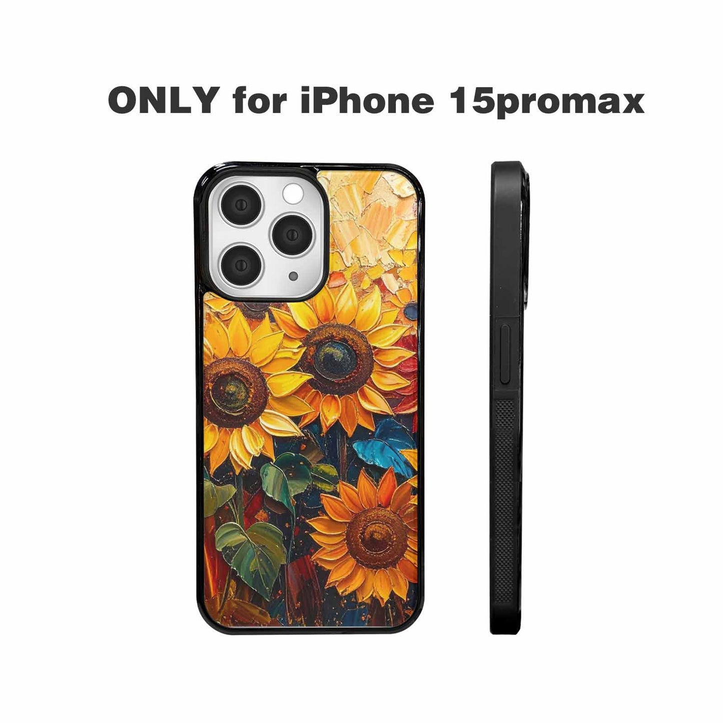 iPhone 15 Pro Max Case — Impressionist Sunflower Brushstroke Pattern Hundreds Of, Custom Art Phone Cover