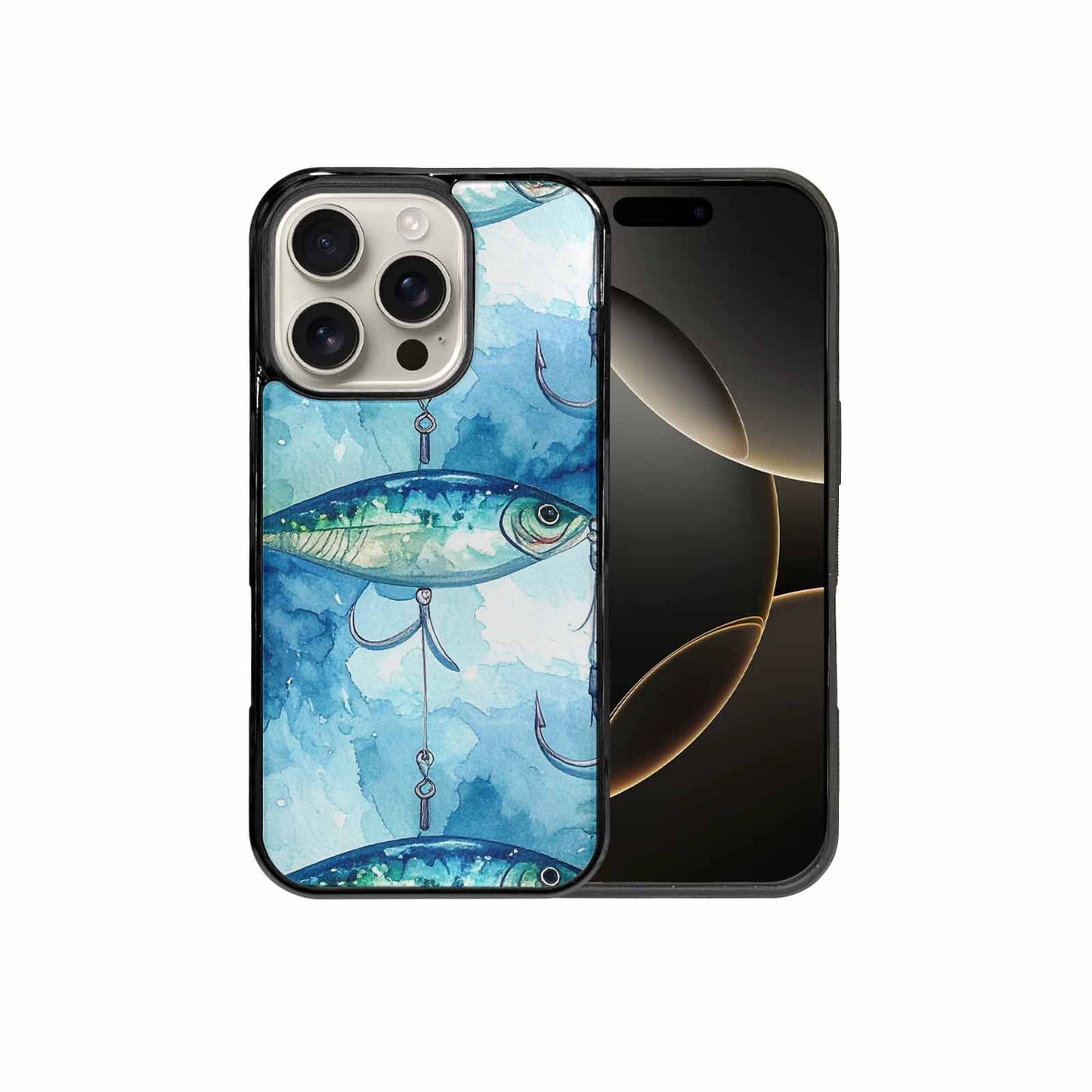 iPhone 16 Pro Case — Fishing Lure And Hook Pattern Seamless, Original Design Phone Case