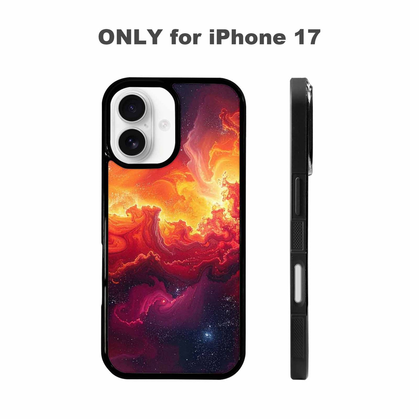 iPhone 17 Case — Galaxy Art Red Orange Galaxy Space, Personalized Phone Case