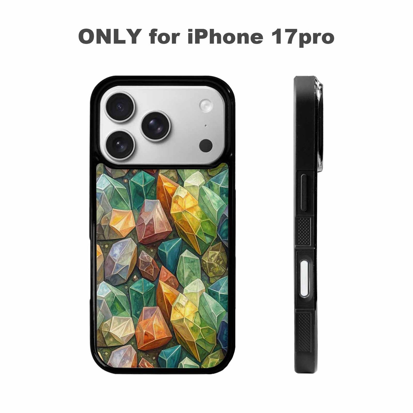 iPhone 17 Pro Case — Glossy Reptile Crystal Shard Original Art, Custom Art Phone Cover