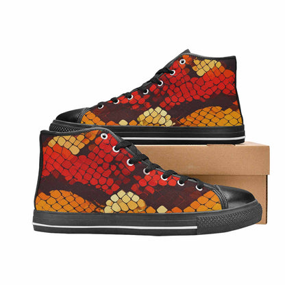 MEN'S Dark Snake Print High Top Canvas Surreal Custom Sneakers
