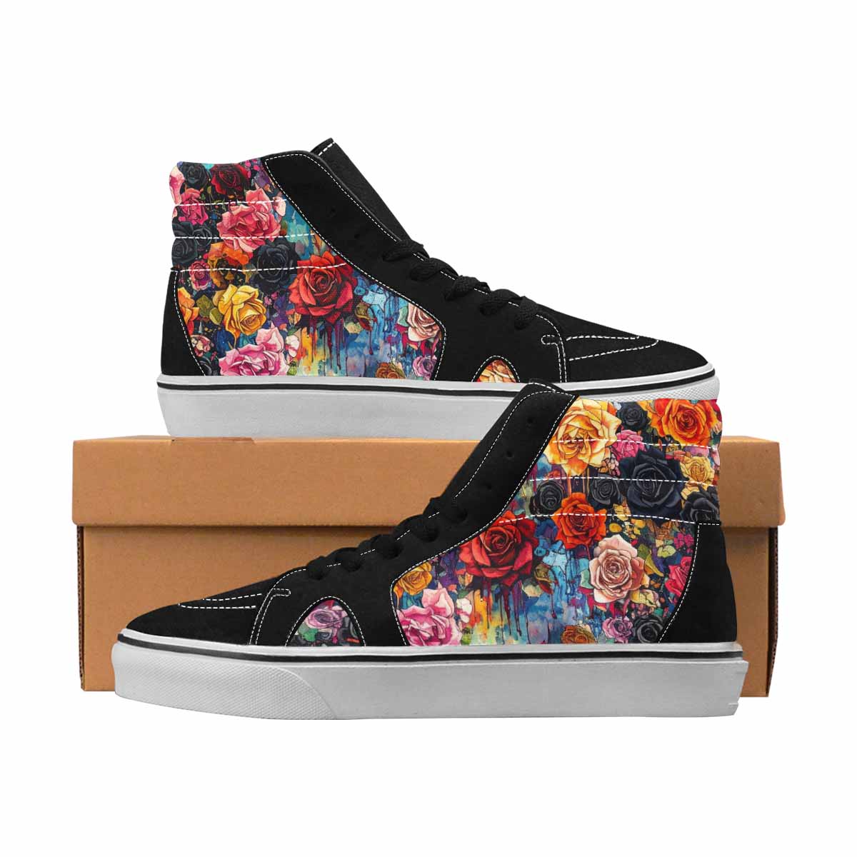MEN'S Gothic Roses High Top Canvas Graphic Print Neon Fantasy Shoes
