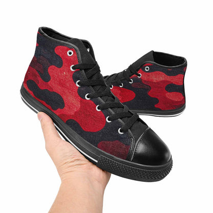 WOMEN'S Tactical Camo Red Black High Top Canvas Grunge Custom Shoes