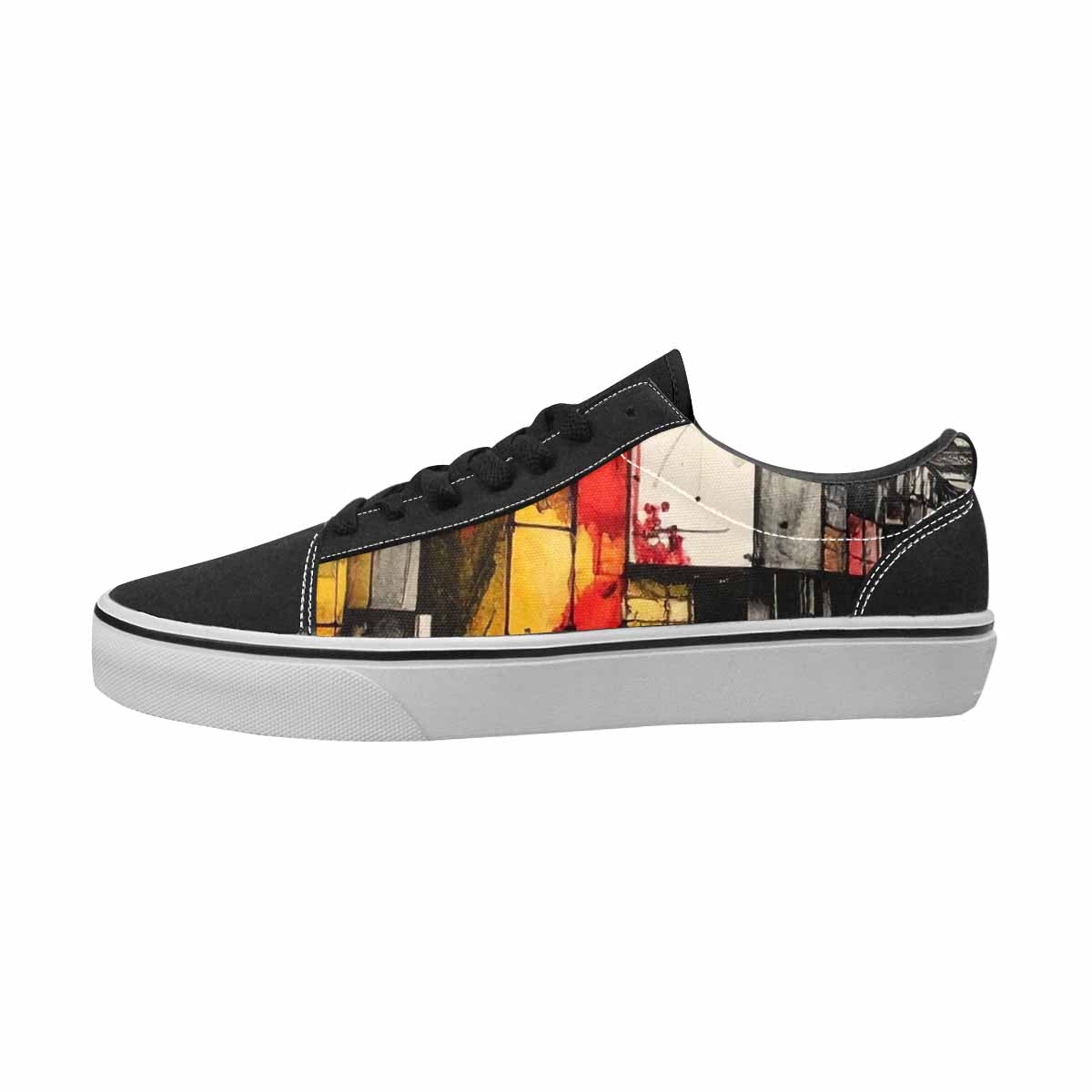 WOMEN'S Liminal Black & Red Ink Canvas Personalized Cottagecore Original Art Sneakers