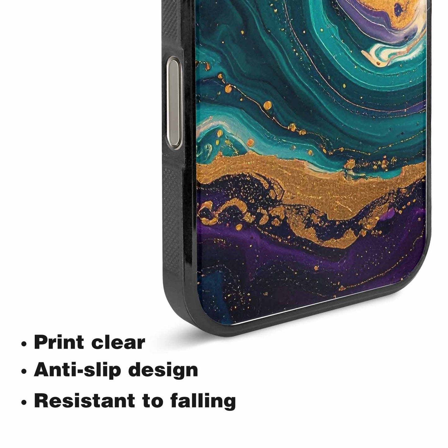 iPhone 15 Pro Max Case — Marbled Swirl Texture Blended With Galaxy, Unique Phone Case Design
