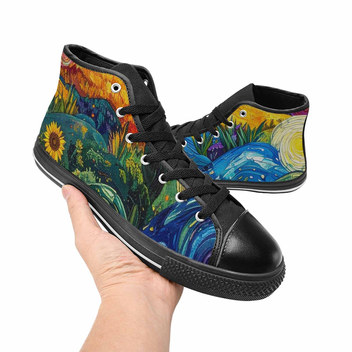 WOMEN'S Blend All Versions High Top Canvas Vibrant Chaos Custom Shoes