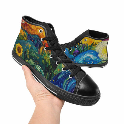 WOMEN'S Blend All Versions High Top Canvas Vibrant Chaos Custom Shoes