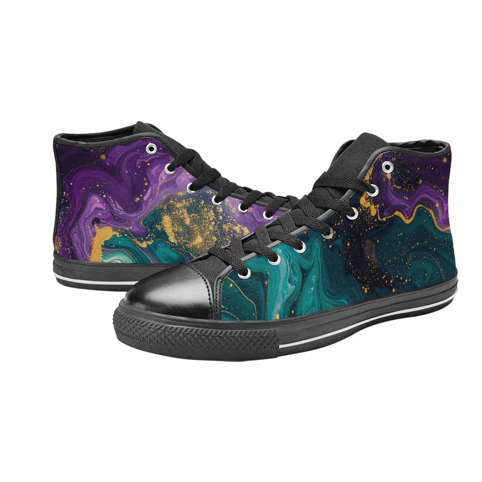 MEN'S Marble Galaxy Swirl High Top Canvas Vibrant Chaos Custom Shoes