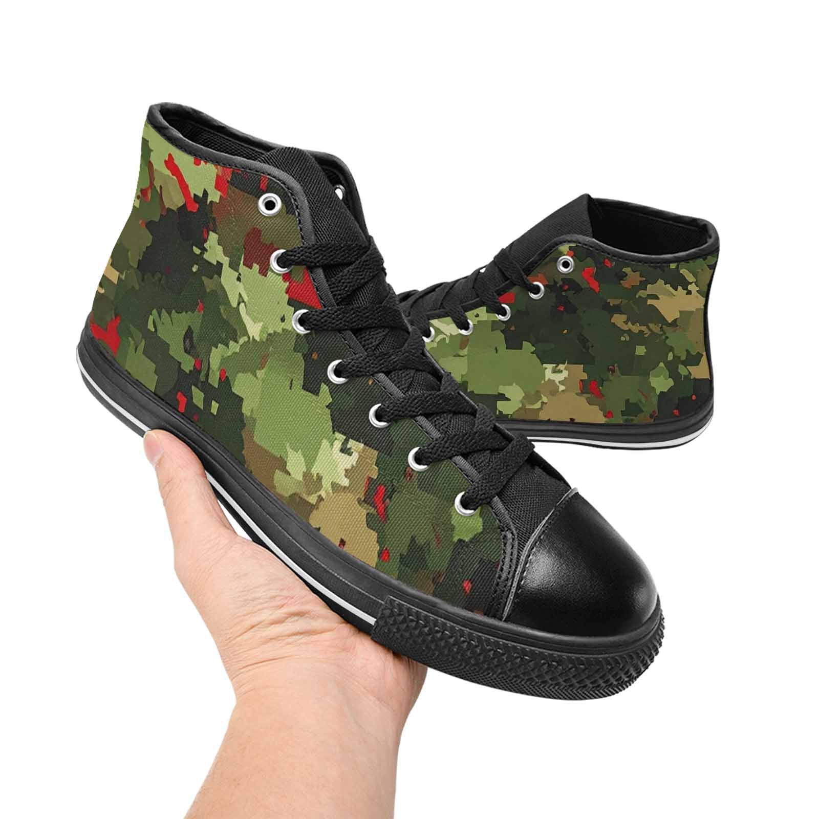 WOMEN'S Military Camouflage Blotch High Top Canvas Dark Academia Custom Shoes