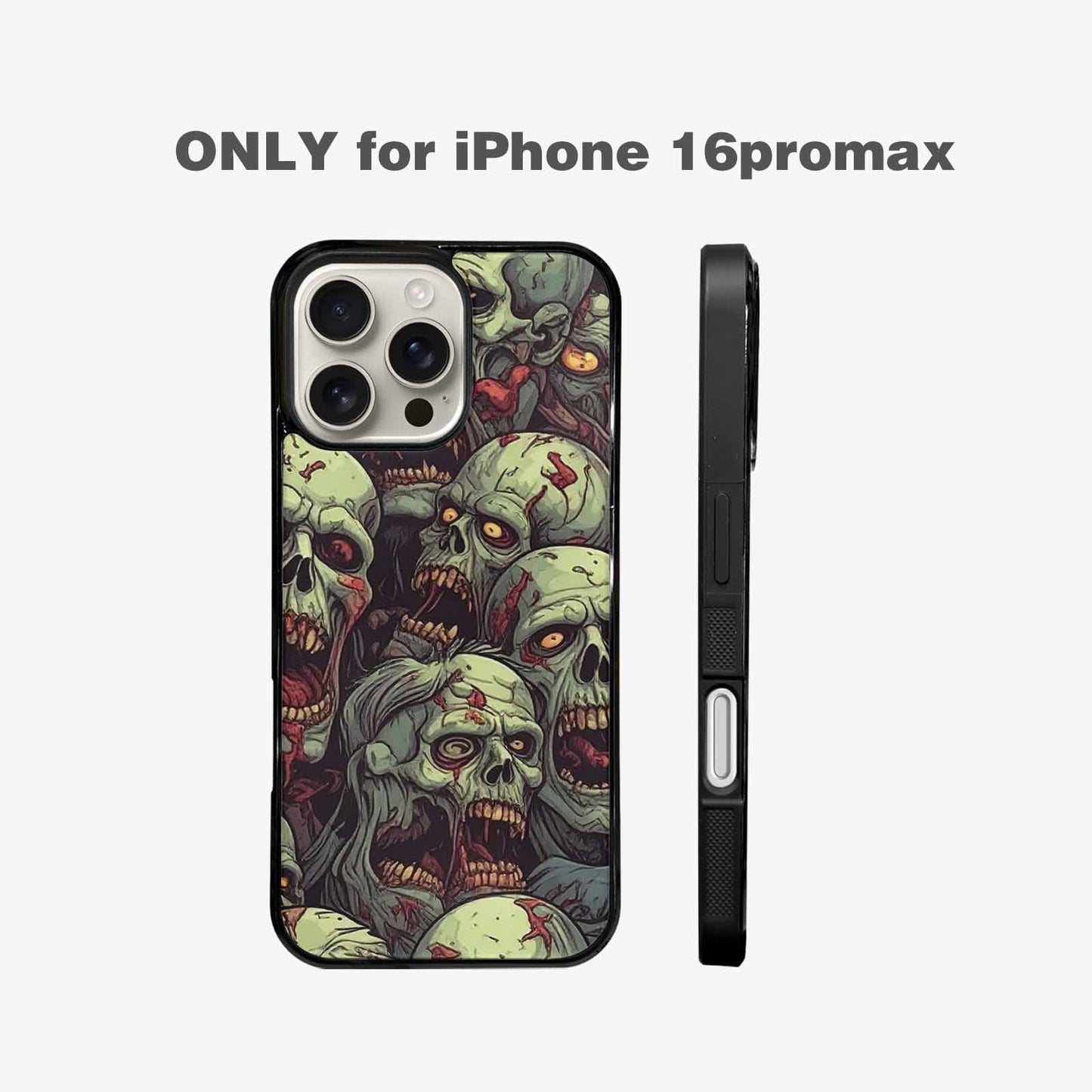 iPhone 16 Pro Max Case — Zombie Head Pattern Hundreds Of Small, Custom Print Case Cover