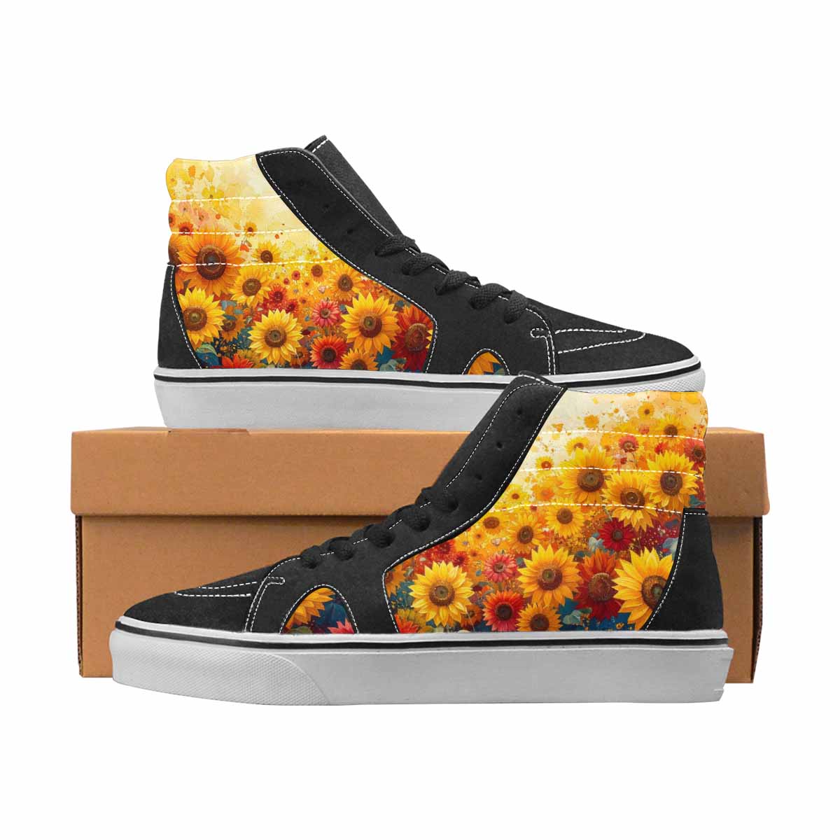 WOMEN'S Sunflowers Full Color High Top Canvas Made To Order Vivid All Over Print Shoes