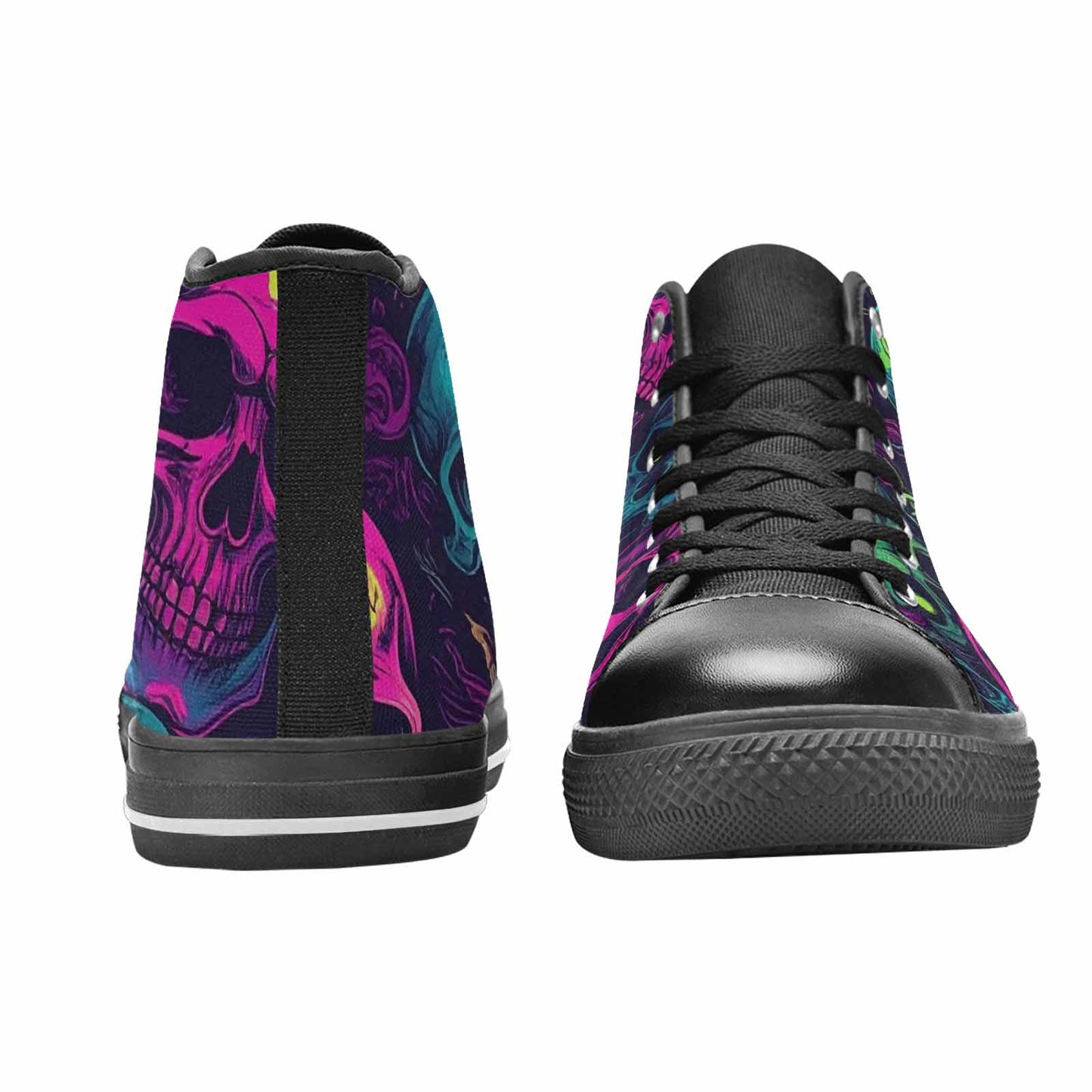 MEN'S Skulls - Neon High Top Canvas Wallpaper Art Sneakers