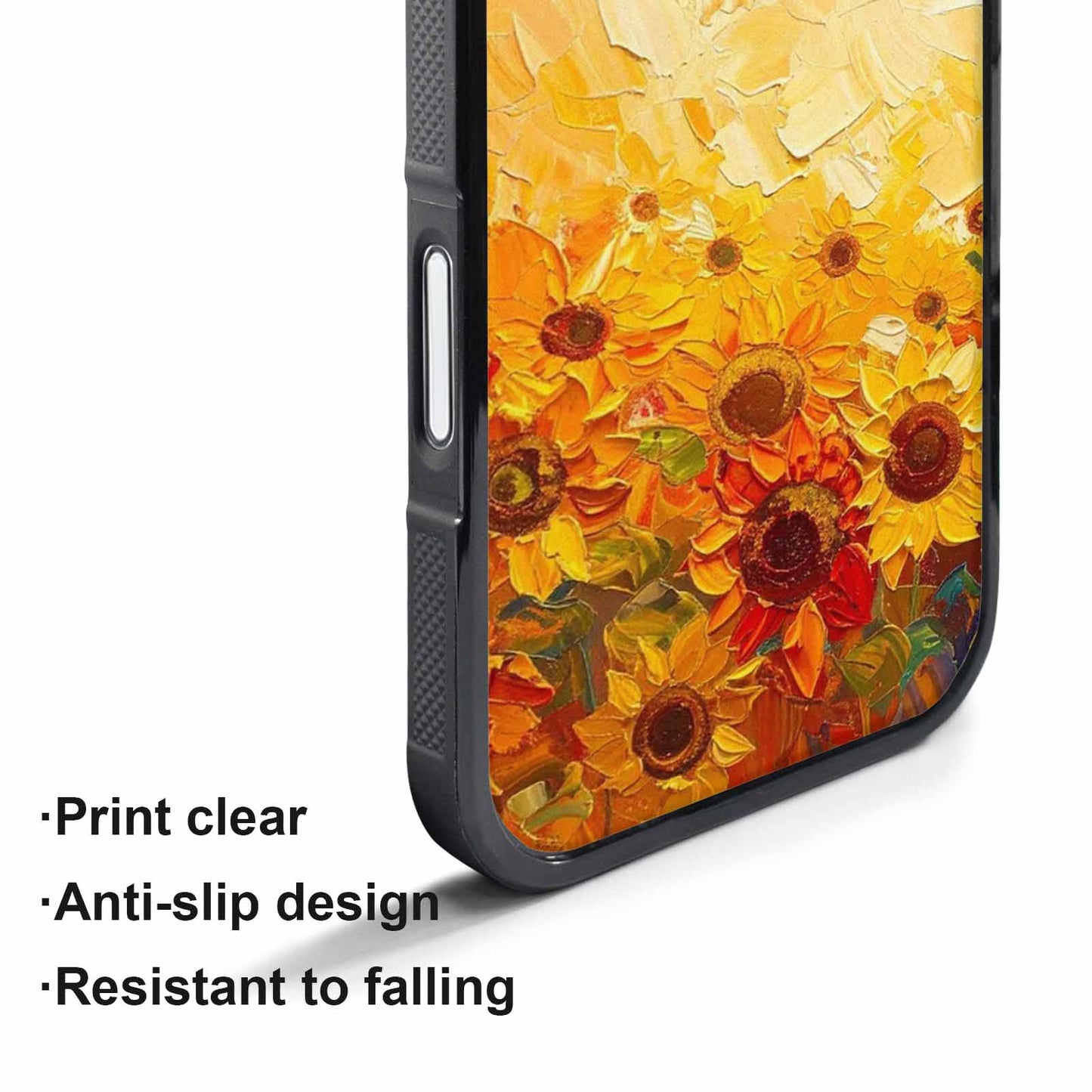 iPhone 17 Pro Case — Impressionist Sunflower Brushstroke Pattern Hundreds Floral, Custom Designed Case Cover