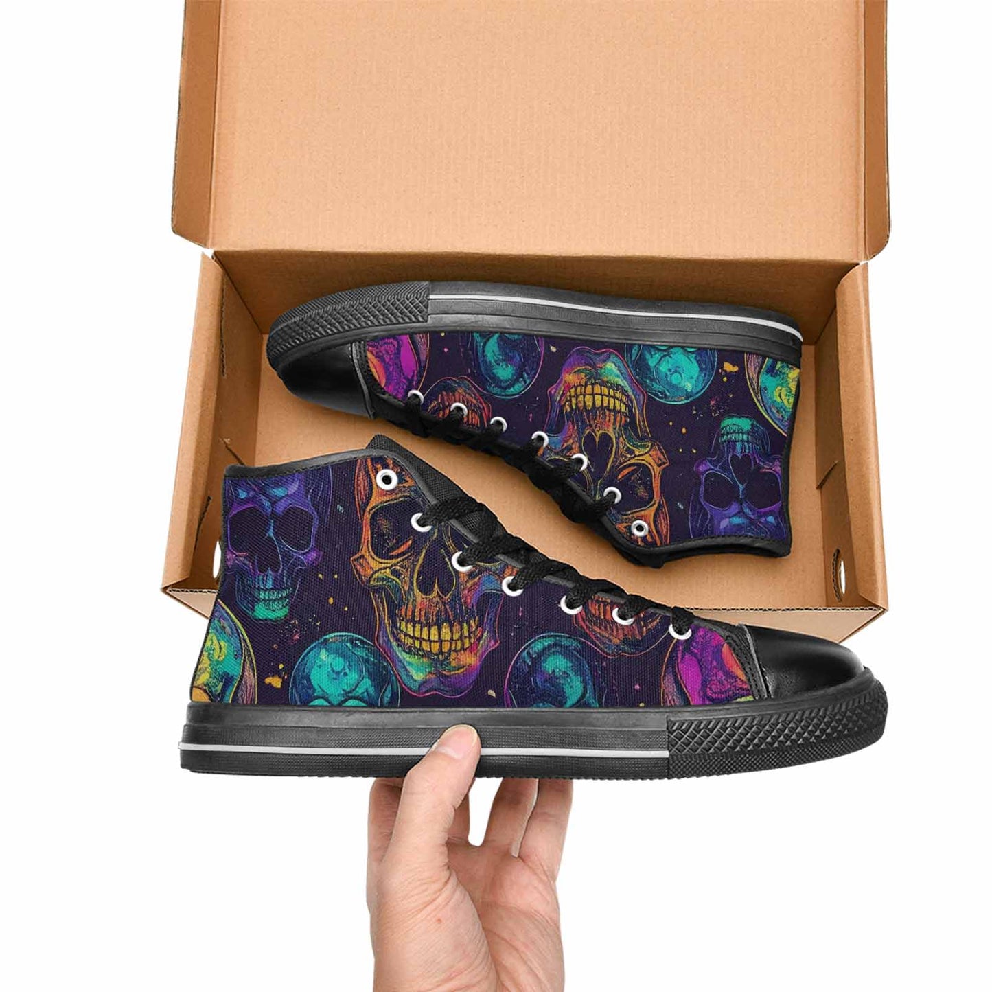 MEN'S Galaxy Skulls High Top Canvas Surreal Custom Sneakers