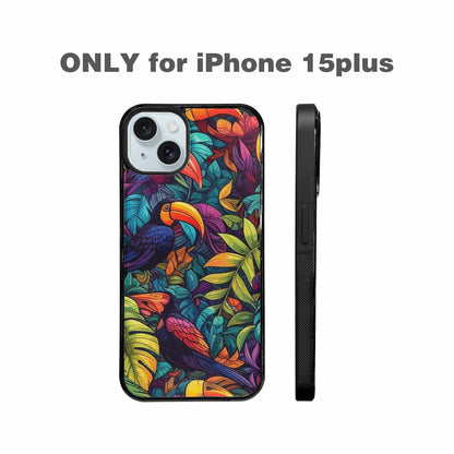 iPhone 15 Plus Case — Toucan Jungle Toucan Jungle Pattern Hundreds, Customized Protective Case