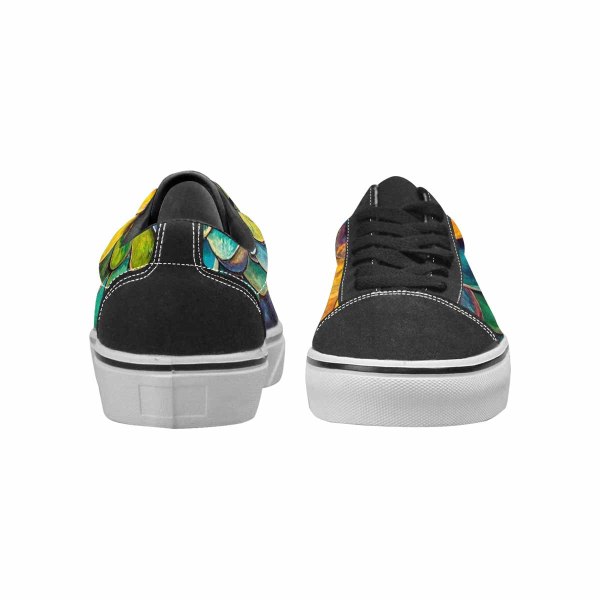 WOMEN'S Reptile Scale Lace-Up Canvas Wallpaper Art Sneakers