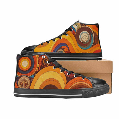 WOMEN'S Groovy 70S Peace High Top Canvas Dark Academia Shoes