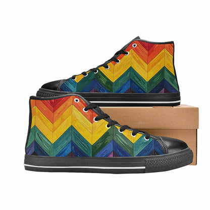 MEN'S Progress Pride Flag High Top Canvas Vibrant Chaos Shoes