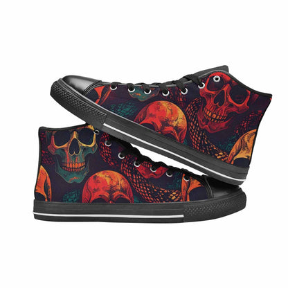WOMEN'S Snake Skulls Print High Top Canvas Vibrant Chaos Shoes