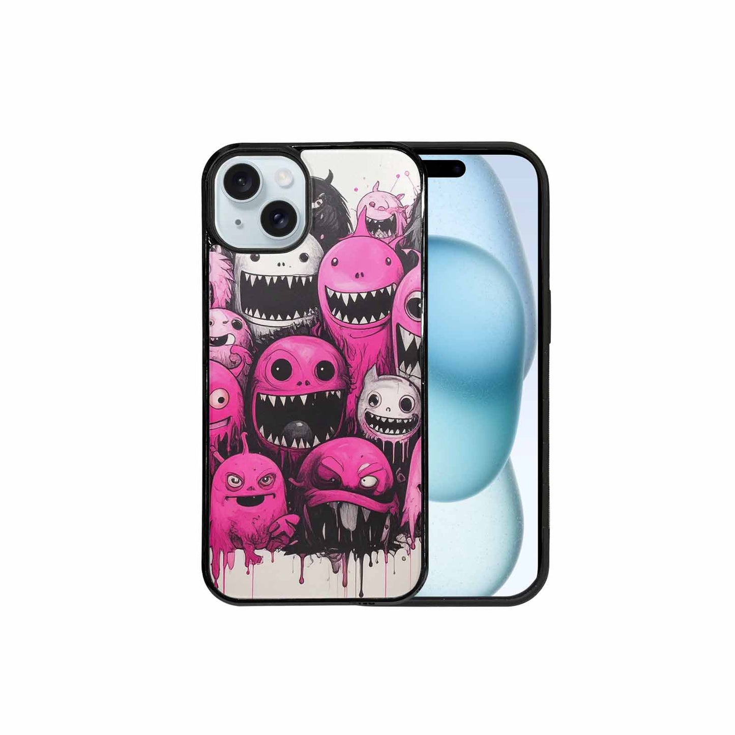 iPhone 15 Plus Case — Monsters General Black Pink Ink Cartoon, Personalized Phone Case