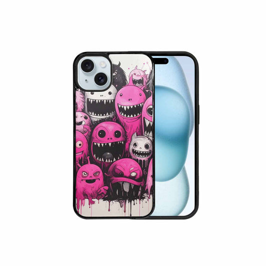 iPhone 15 Plus Case — Monsters General Black Pink Ink Cartoon, Personalized Phone Case