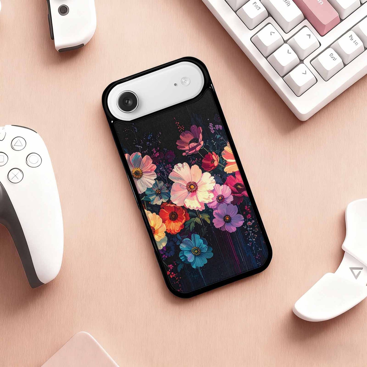 iPhone 17 Air Case — Shadowy Glitch Floral Pattern Hundreds Floral, Custom Printed Phone Case