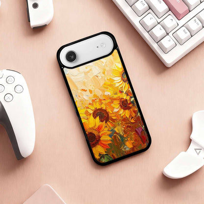 iPhone 17 Air Case — Impressionist Sunflower Brushstroke Pattern Hundreds Floral, Custom Made Phone Cover